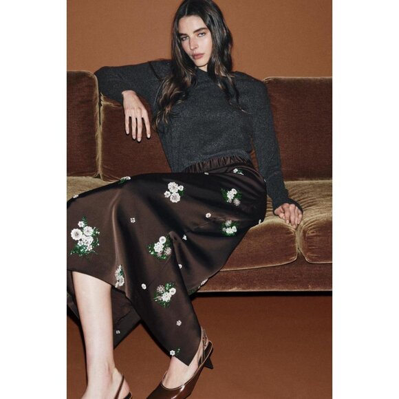 ZARA ZW COLLECTION LIMITED EDITION SEQUINED EMBROIDERED SKIRT - Picture 3 of 9